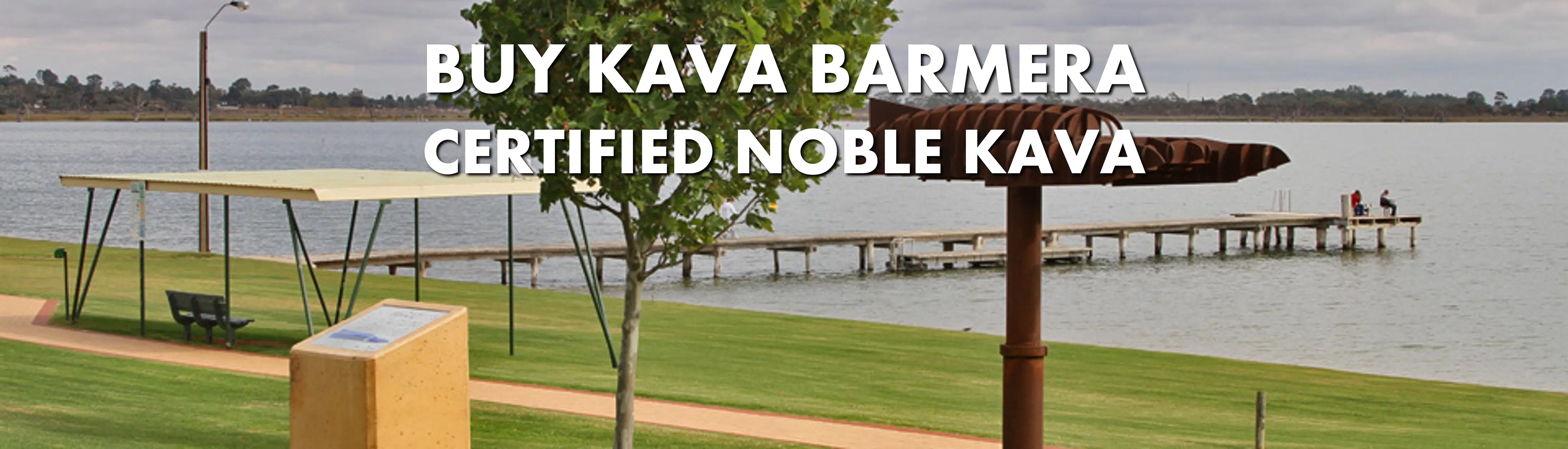 Lake Bonney in Barmera South Australia with caption Buy Kava Barmera Certified Noble Kava